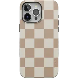 Casely iPhone 15 Pro Max Case | Fit Check | Neutral Checkerboard | Bold Protective Design | Compatible with MagSafe