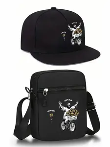Unisex Hiphop Baseball Cap & Crossbody Bag Set, Street Style Outdoor Sports Hat, Adjustable, Perfect for Daily Wear & Gifts