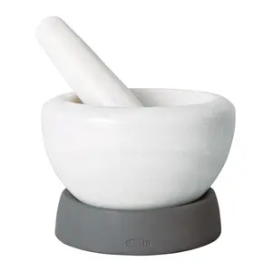 212 MAIN White & Gray Mortar & Pestle Kitchen Set, Silicone Kitchen Utensils for Seafood Preparation, Silicone Feet