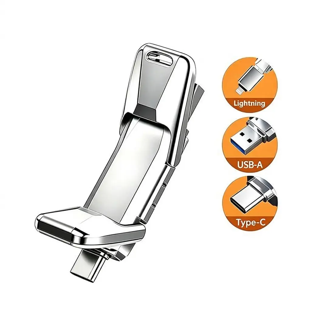 Pro-Grade 3-in-1 Titanium Body USB C Thumb Drive - USB Type-C Flash & OTG Backup for iOS/Android/PC - Tech Pro Essential
