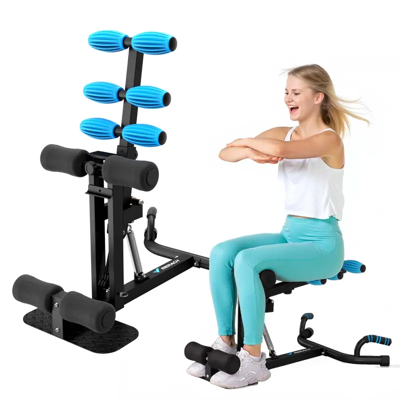 Merach Adjustable Deep Squat Leg Workout Machine - Unisex Multifunctional Fitness Equipment for Home Gym, 2-Level Height & 4-Level Resistance Adjustment, 300lbs Capacity Iron & Plastic Exercise Gear for Glutes & Abs Building