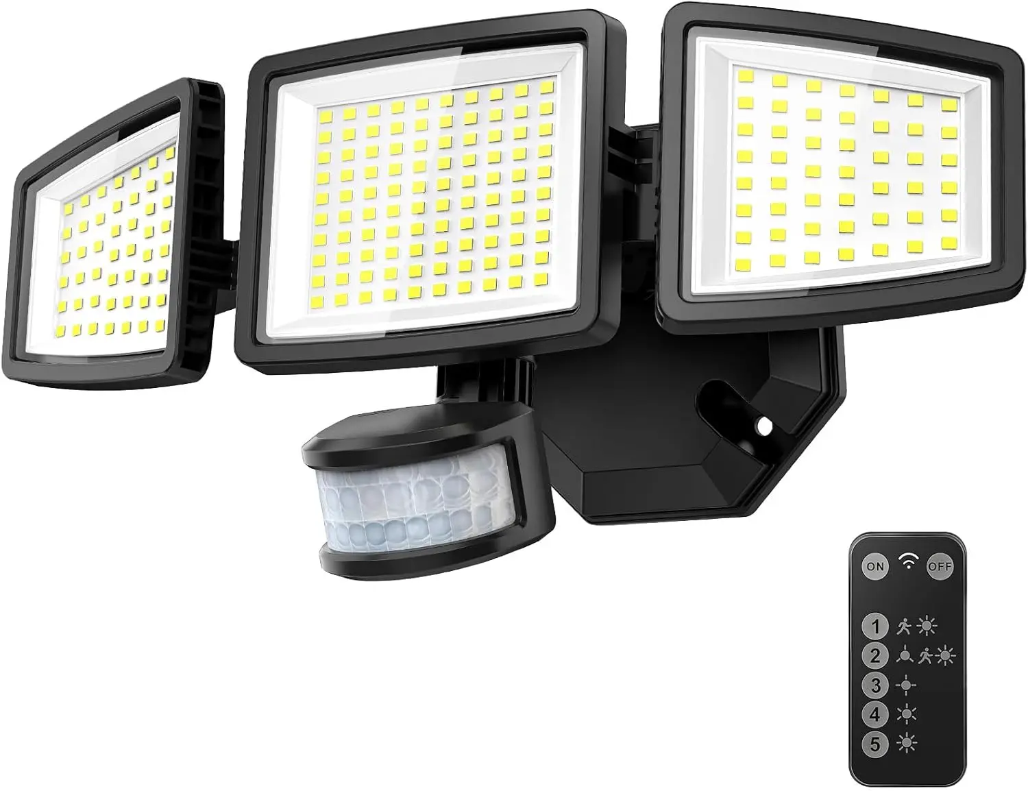 LED Security Lights Motion Sensor Light Outdoor, 7000LM, 6500K, Waterproof, Flood Light Outdoor Motion Detector with Adjustable 3 Head, Hardwired Wall Light for Entryway, Yard, Garage