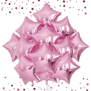 Pink Balloons, 20Pcs 18 Inch Pink Foil Balloons, Large Star Shaped Balloon Set Mylar Balloon for Girl Women Birthday Shower Bachelorette Graduation Party Decorations