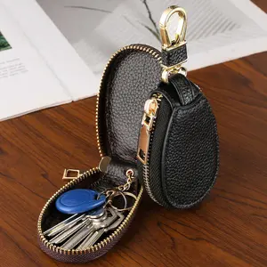 Unisex PU Leather Keychain Wallet, Portable Zipper Car Key Holder, Mini Coin Organizer Box, Car Key Accessory, Suitable for Men & Women
