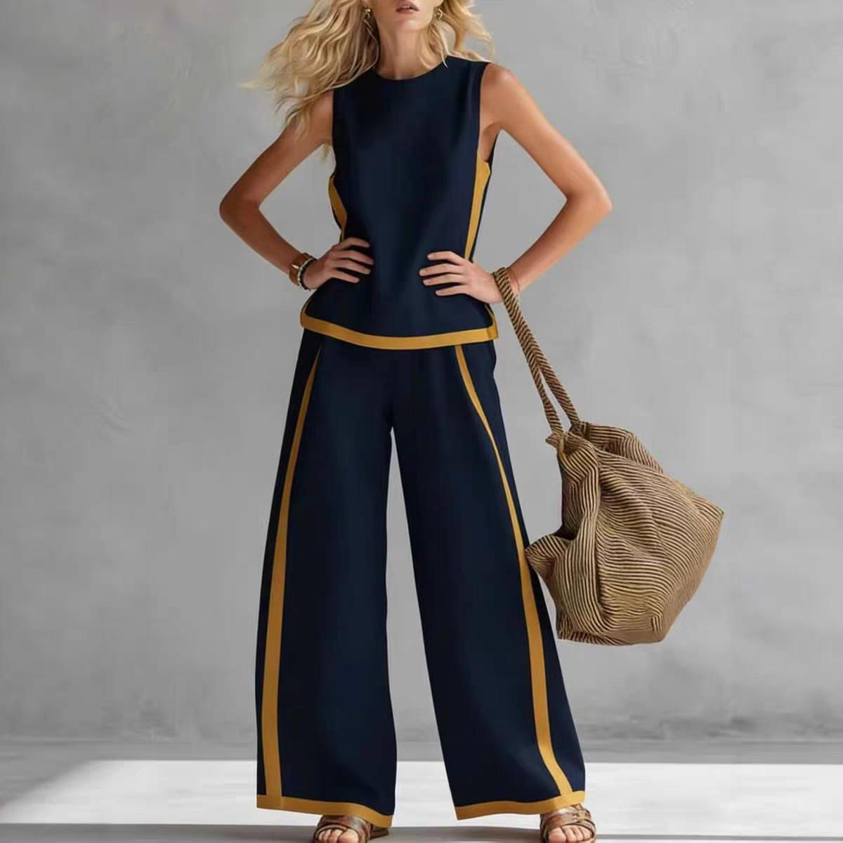 2026 NEW Blend Two Piece Set for Women Sleeveless Top Wide Leg Pants Set Boho Fashion Casual Summer Loungewear Set for Work Streetwear Party and Daily Wear Womenswear Bottoms Trouser Outfit Womenswear # Set # CasualWear #tiktokshopspringglowup