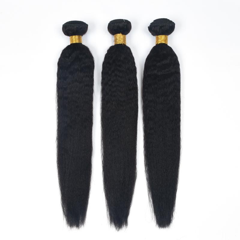 Kinky Straight Natural Color Human Hair Bundle Virgin Hair Extensions