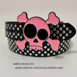 Skell Belt Daily Studded Belt, Y2K Belt, Western Pink Belt, Bb Belt, Pink, Spicy Millennium Belt, Full-Body Studded Outfits Belt, OOTD Belt, Sexy Belt