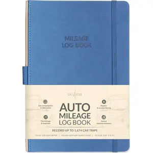 Mileage Log Book – Vehicle Logbook with Expense Tracker – Driving Logger Book for Tracking Car Mileage, Expenses, Gas Consumption & Lubrication – Hardcover, A5 Size, 5.8x8.3″ (Smoke Blue)