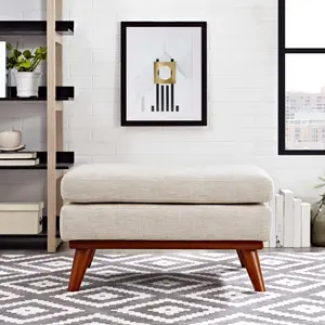 Modway Engage Upholstered Fabric Ottoman in Beige