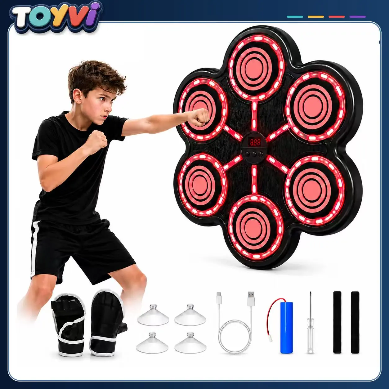 Music Boxing Machine with Gloves for Kids Boxing Machine Wall Mounted Music, Smart Bluetooth Boxing Equipment for Home and Gym, Training Machine with Electronic Wall