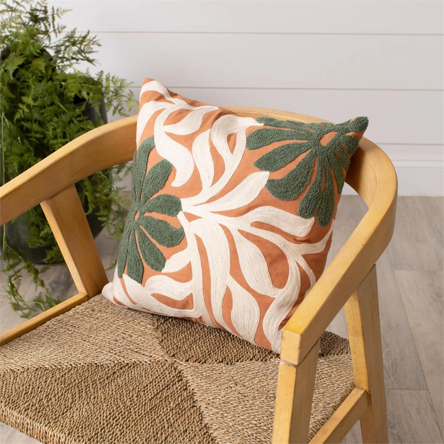 Modern Impressions Rust Floral Pillow
