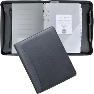 2026 Zipper Planner Organizer, Daily and Monthly Planner Refills with Simulated Leather Cover, A5, Black