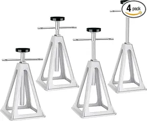 RV Stack Jack Stabilizer System  4-Pack | 7500LB Aluminum Jacks 11"-17" Adjustable for Trailers & Campers with Screw Jacks + Rubber Pads