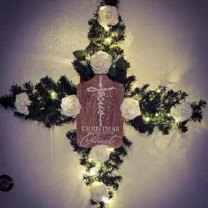 Hanging Cross Shaped Wreath