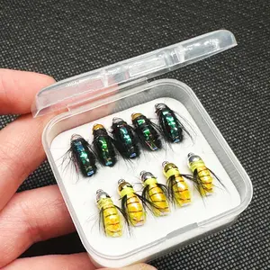 6/10pcs Fishing Lure Set, Artificial Fishing Lures, Bright Skin Material Brasshead Humpy Fly Nymph Spinner, Wet Fly Insect Bait for Pike Trout Salmon Bass