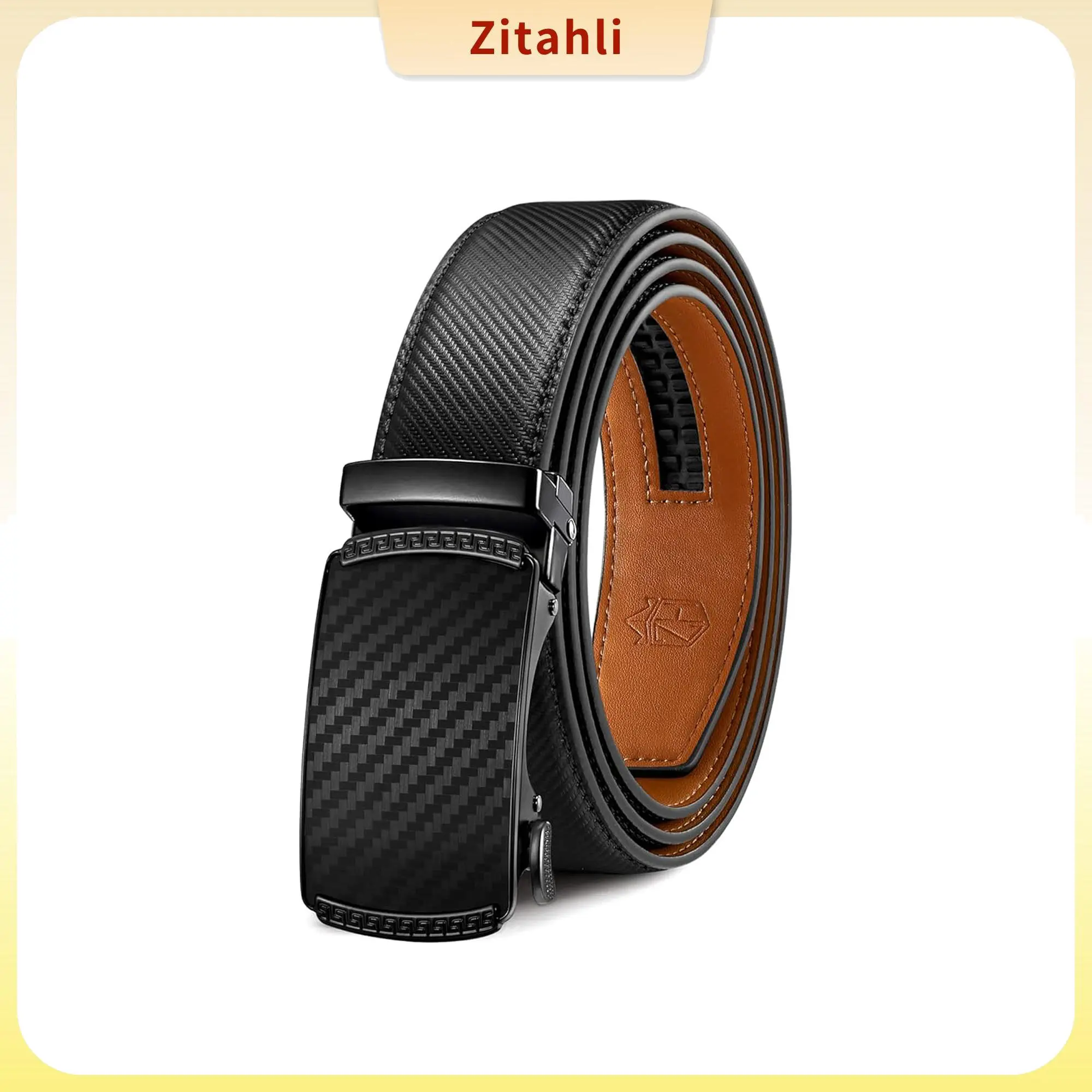Zitahli Men’s Ratchet Genuine Leather Belt, Trim‑to‑Fit, Premium Gift Box Included. Hole‑Free Micro‑Adjustment for Precise Custom Fit. Versatile for Formal & Casual Wear, Timeless Understated Elegance Black Leather Belt