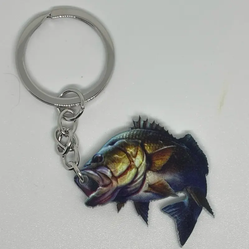 Large Bass Keychain With Key Ring