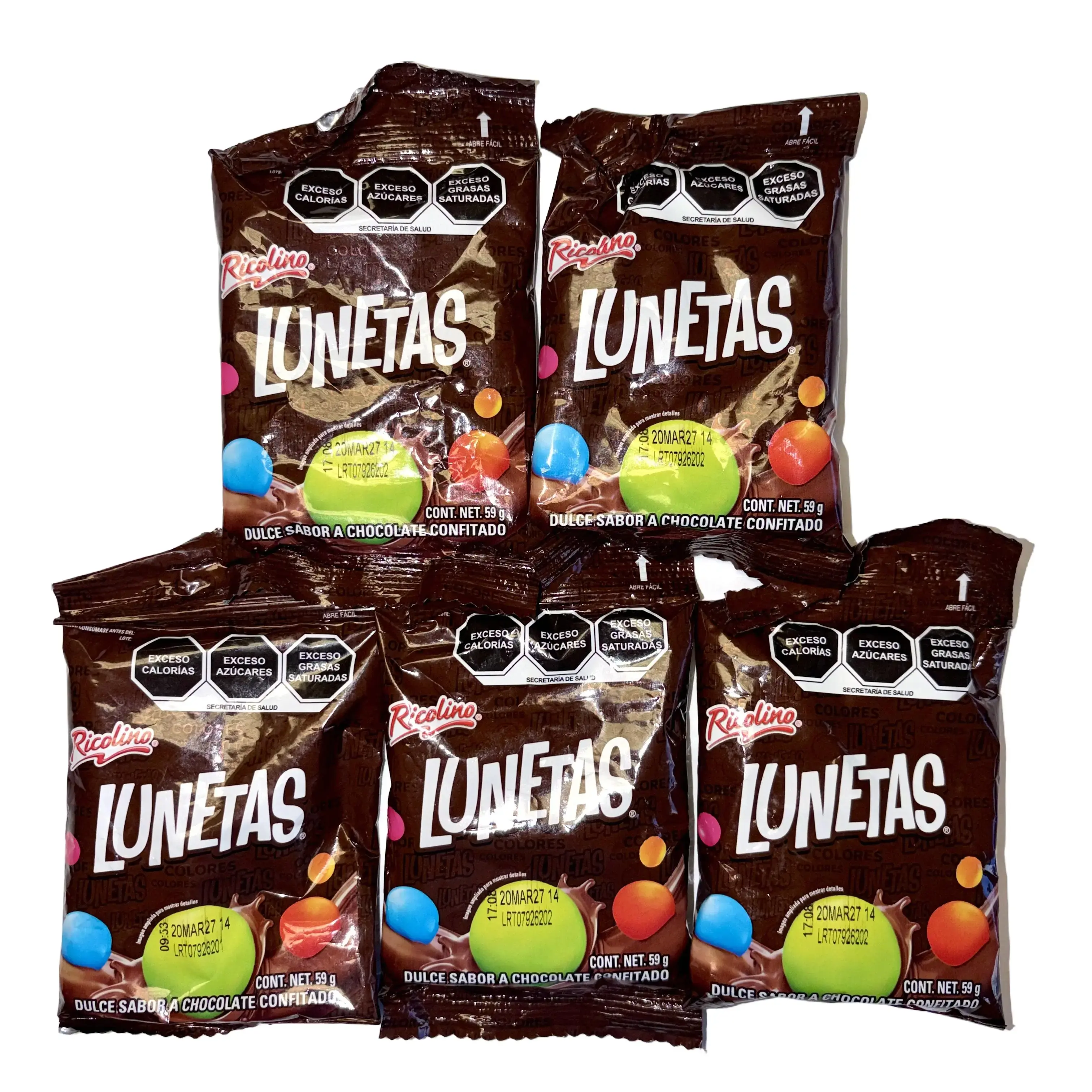 5 PACK - FRESKAS, LUNETAS, HUEVITOS DE PALOMA, CHOCORETAS, KRANKY, PASITAS  - AUTHENTIC MEXICAN CANDIES - PRODUCT OF MEXICOLUNETAS
