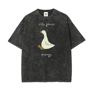 “silly goose” S~5XL Oversize Unisex Washed T-Shirt for Women and Men's Unisex Fit Batik Cotton Oversize Streetwear Menswear  Super Soft Pre-Shrunk