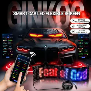 LED flexible display 16*64 "Eye of the Devil" single piece, modern technology style, Bluetooth connection, intelligent full-color advertising screen vehicle sticker, high pixel and high brightness editable images and text, ultra-thin waterproof, no damage