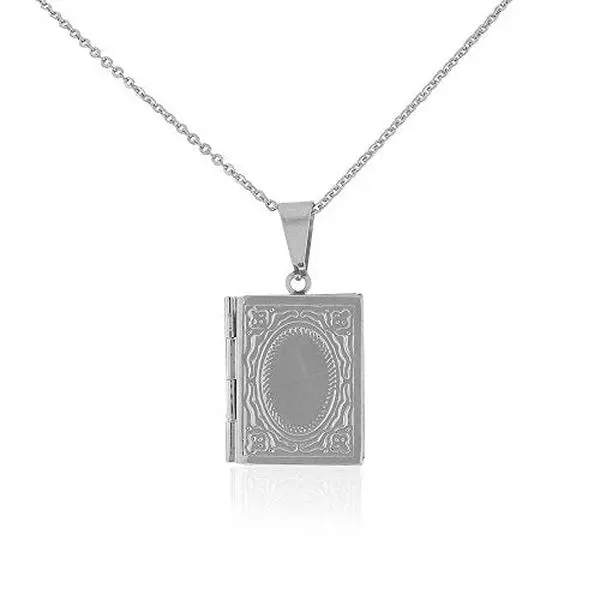 My Daily Styles Women's Christian Cross Locket Necklace, Silver-Tone Stainless Steel with Multicolor CZ Stones, 22-Inch Chain, 1.20In X 1.00In, 22 In, Birthday, Female, Religious Gifts, Christian Locket, Cross Motif, Airy, Graduation, Pendant