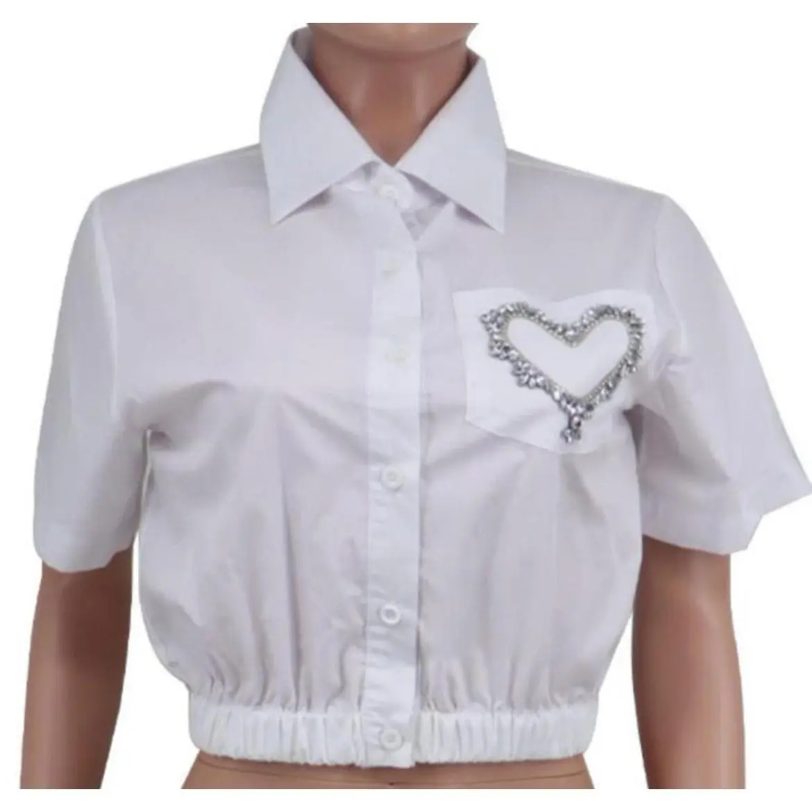 Mi Amor Rhinestone Cropped Shirt