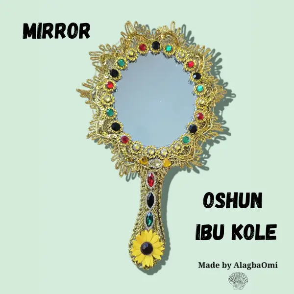 Mirror of Oshun Ibu Kole, African Goddess Altar Mirror, Spiritual Ritual Decor, Handmade Devotional Piece, Sacred Yoruba Gift