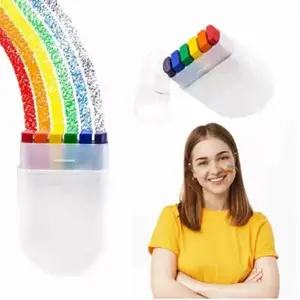 Six-Color Rainbow Face Paint World Cup European Championship Facial Makeup Halloween Rainbow Stripe Face Graffiti Wax Crayon