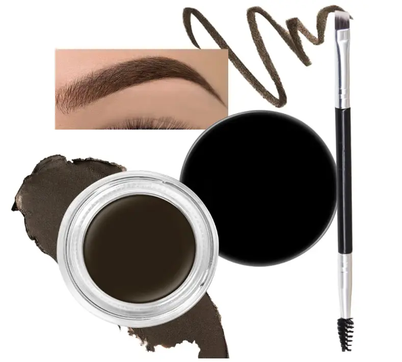 evpct Ebony Eyebrow Powder Pomade Gel Shaper Makeup Kit with Dual-ended Brush, Eyebrow Stencils Kit for Women Shaping, Eye Brow Pomade Stencil Shaper Tinting kits for Women, Long Lasting Waterproof