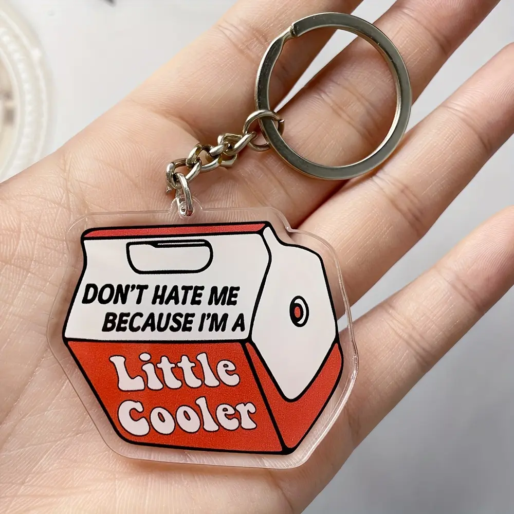 1 Pack Red Cooler Acrylic Keychain, Cute Keychain, Cute Meme Acrylic Model for Car Interior, Backpack Accessories, Cute Keychain Accessory, Key Accessories, Key Ring Car Deco, Gift for Friend, Keychain for Car Keys