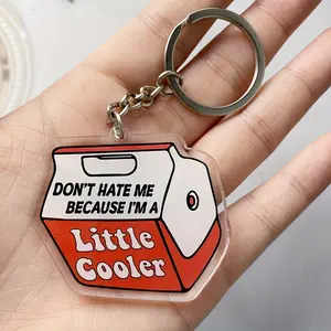 1 Pack Red Little Cooler Funny Cooler Acrylic Keychain, Trendy Cute Keychain, Cute&funny Meme Acrylic Model for Car Interior, Backpack Accessories, Key Accessories, Acrylic Pendant, Key Ring Car Deco, Gift for Friend,Family,Bestie