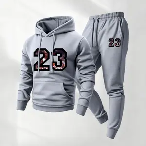 Men's Star Player Print Hoodie and Drawstring Sweatpants Set, Menswear, Casual Athletic Long Sleeve Hooded Jacket & Trousers for Fall & Winter, Men's Clothing for Daily Wear, Sportswear Indoor Outdoor, Tracksuit, Athleisure Summer Clothes