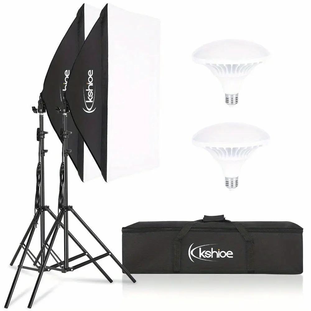 Softbox Lighting Kit 20"x27" Studio Photo Video Equipment with Daylight Bulbs & Socket - Instant Brightness Energy Saving Continuous Lighting for Portrait/ Product Photography