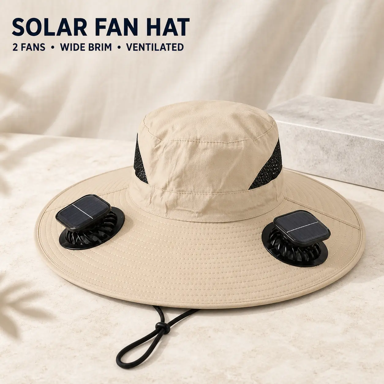 Summerwins Solar and USB Rechargeable Fan Hat, Wide Brim Outdoor Sun Hat for Men Women with 2 Built In Fans, 3 Speed Adjustable Cooling, Breathable Lightweight Fishing Bucket Hat for Camping, Hiking, Beach, Golf, Gardening and Farm Work
