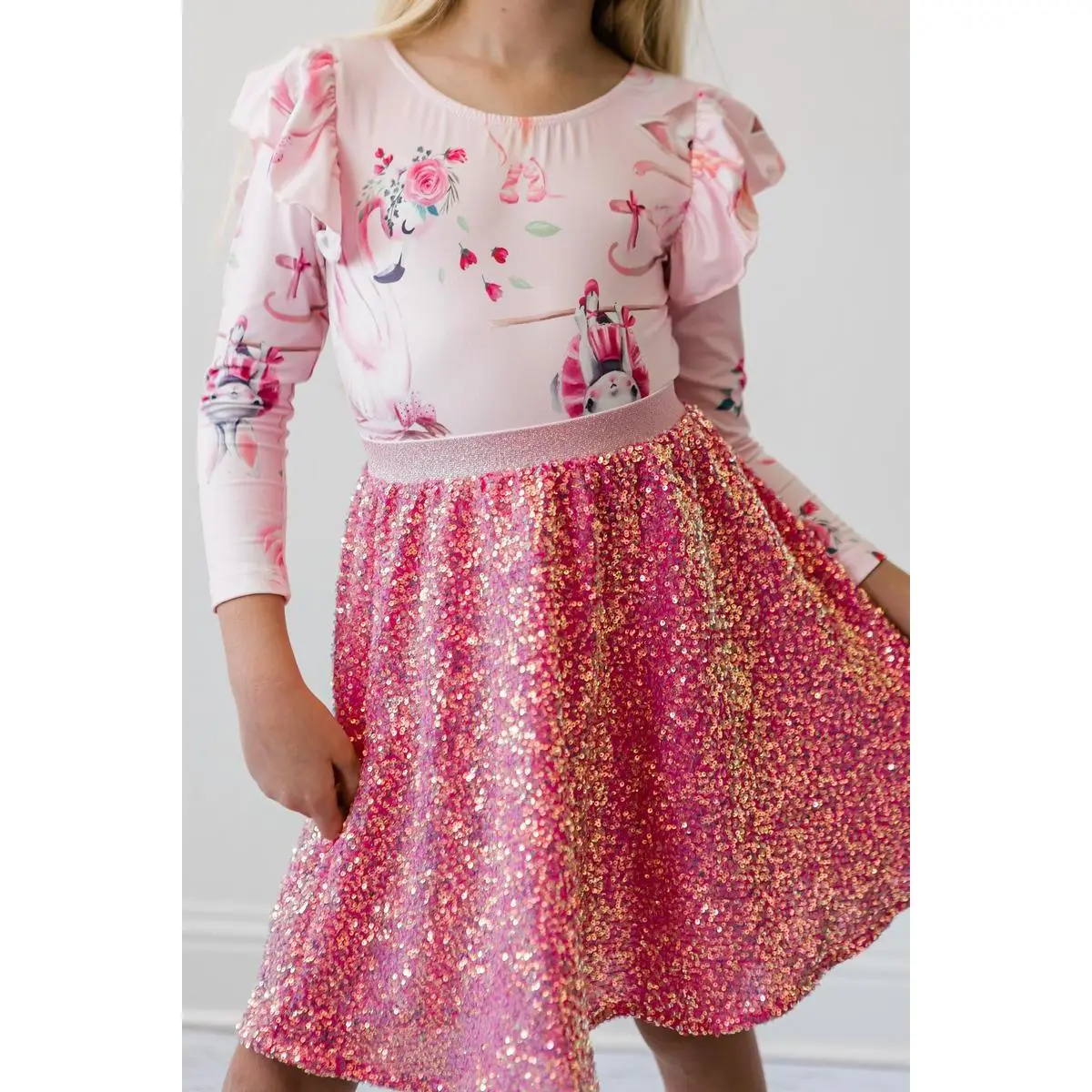 Hot Pink Sequin Twirl Skort