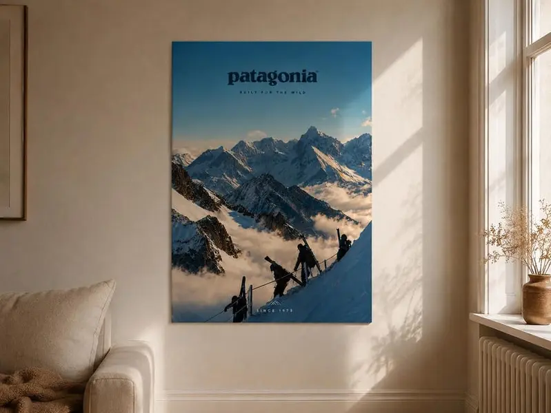 [Sale Up to 60% Off][Free Shipping][No Frame] Patagonia Mountain Poster Print, Snow Peak Alpine Wall Art, Majestic Mountain Landscape Artwork, Vintage Outdoor Travel Aesthetic, Rustic Cabin & Nature Decor, Premium Matte Paper Gift
