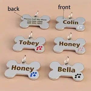 Iron Personalized Pet ID Tag for DogMom, Universal Fit Dog Collar Charm, Engrave Name+Number, Cute Functional Dog Accessory