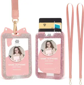 2 Pack Lanyards for ID Badge Holder Bling Sparkly Cute ID Card Holder with Lanyards for Women ( and White)