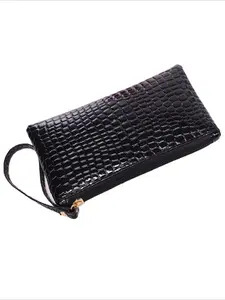 Trendy Ladies PU Crocodile Print Clutch Purse Handbag Wallet Wristlet Compact Crossbody Bag for Women Stylish Accessory