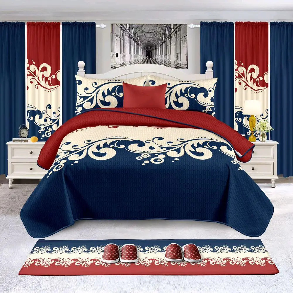 15 pieces- king size Priscilla Floral Bedding Set with Rustic  Comforter and Matching Curtains for Cozy Bedroom Decor
