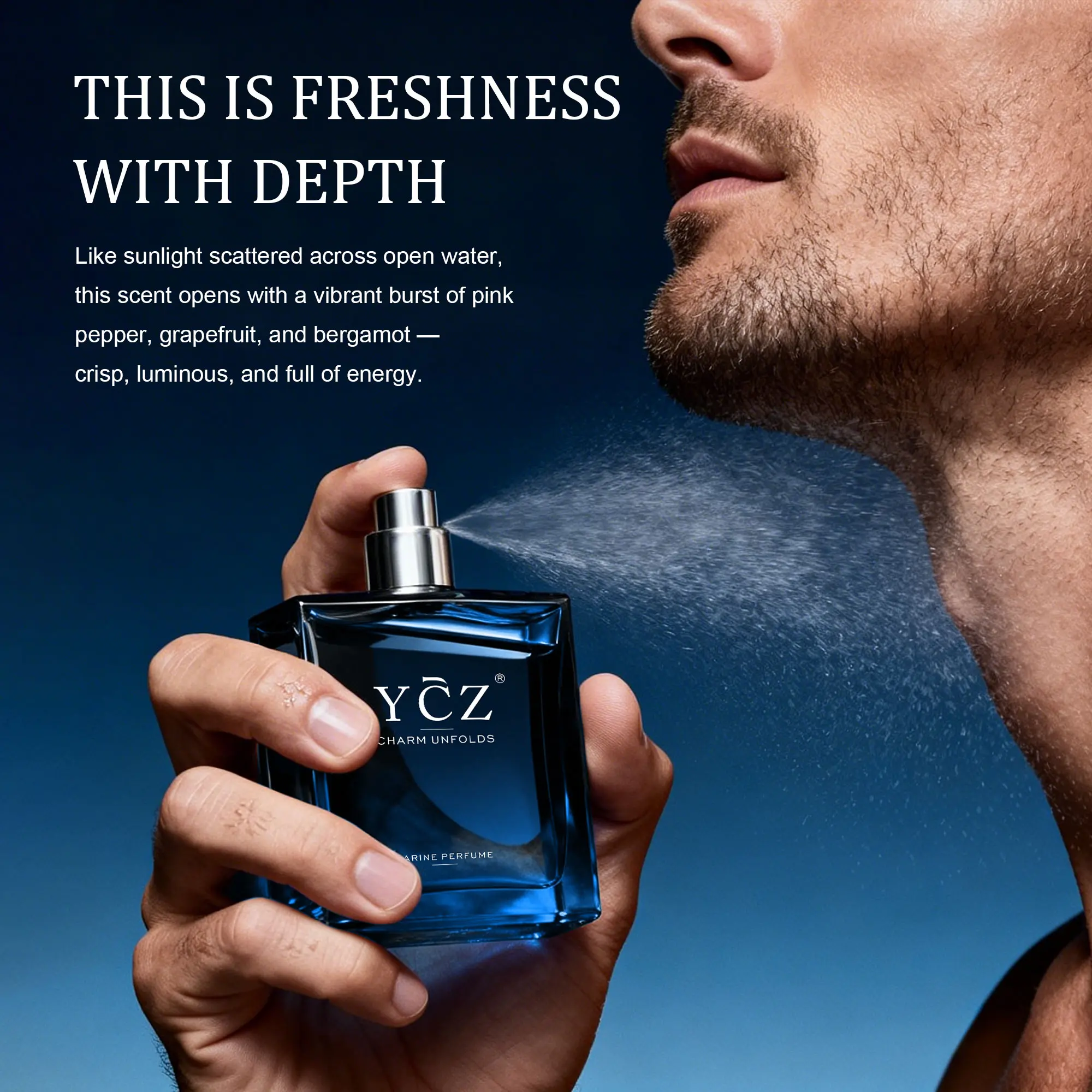 YCZ Cologne Midnight Marine Eau De Parfum for Men 1.7oz 50ml Long