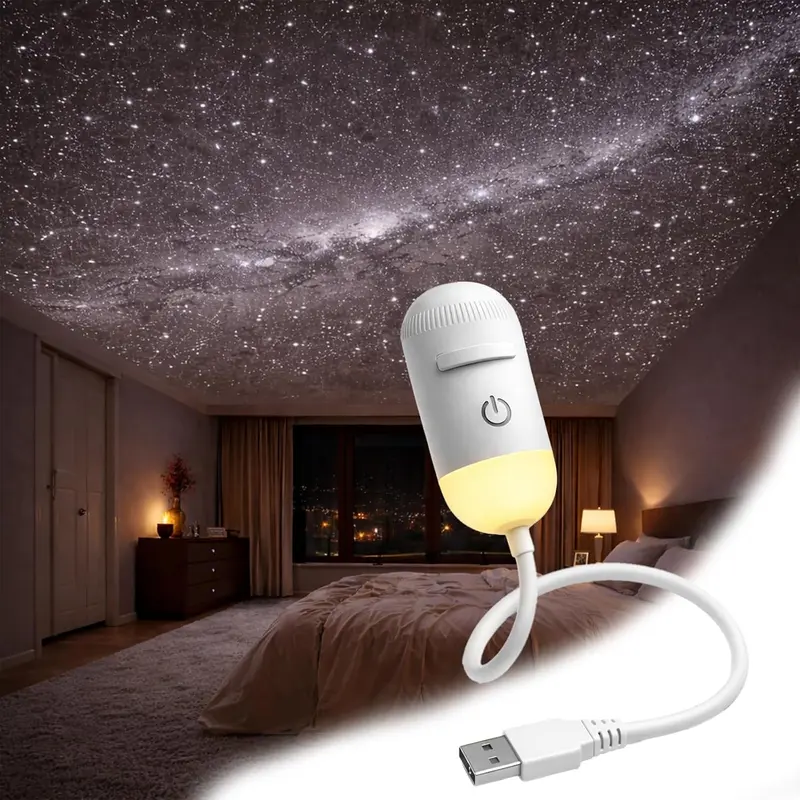 Galaxy Projector 2-in-1 Starry Sky Projector & Night Light USB Galaxy Projector Night Light for Bedroom Hallway Ceiling Decor (1 Light+3 Pcs)