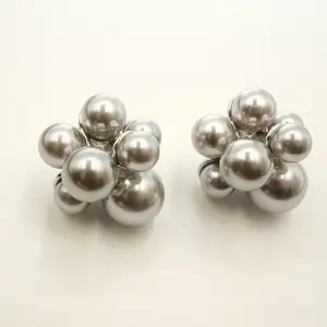 Elegant Vintage Silver Cluster Studs - Stacked Pearl Earrings for Women - Hypoallergenic Gold Plated Jewelry, Perfect for Vacation/Party/Holiday Gifts accessories men
