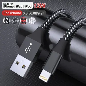 for iPhone chargers, Lightning Connector, 1pc available in four colors and three lengths (3.3/6.6/10 feet), USB Lightning cable, fast-charging nylon braided, compatible with iPhone charging, for iPhone 14 Pro Max/13/12/11/XS/X/XR