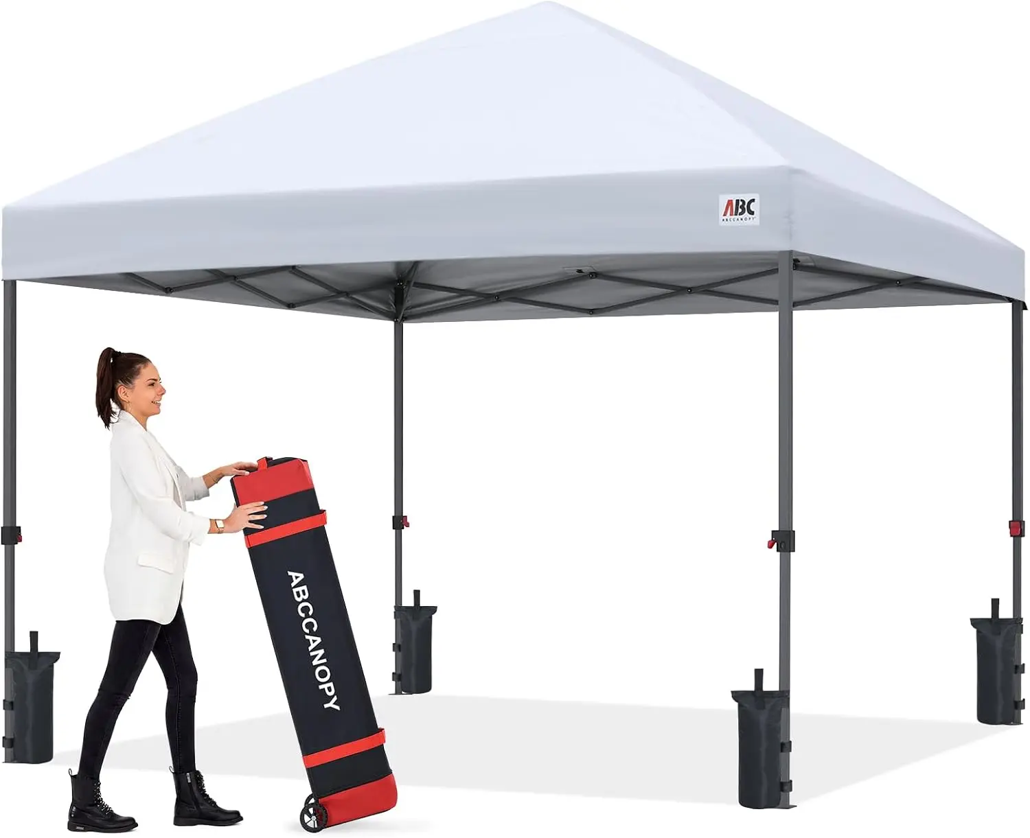 ABCCANOPY 10x10 Pop Up Canopy Tent, Instant Outdoor Shade Shelter with UV50+ Protection, Wheeled Carry Bag & Sand Bags