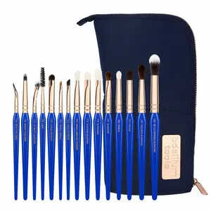 Bdellium Tools Golden Triangle Eyes Only Complete 15pc Brush Set with Pouch Vegan Synthetic Bristles Ergonomic Handles Cruelty-Free Hypoallergenic