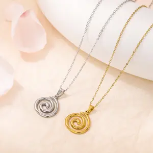 Stainless Steel Necklace Golden/Silver Swirl Pendant Necklace Women's Daily Wear Gift