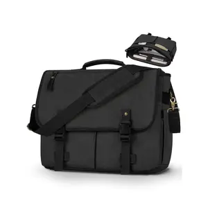 Men's Business Large Capacity Laptop Briefcase, Casual Solid Color Canvas Laptop Bag with Adjustable Shoulder Strap, Fashionable Laptop Bag for Work & Daily Used
