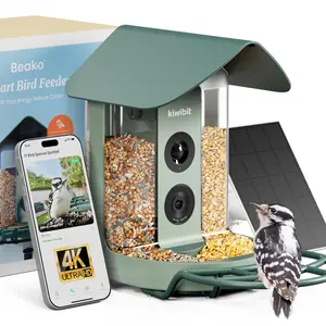 Beako Smart Bird Feeder with 4K Camera Solar Powered for Outdoors - UHD Live Stream for Birdwatching, AI Identification 10,000+ Bird Species, Real-Time Motion Detection, Ideal Gift for BirdLovers
