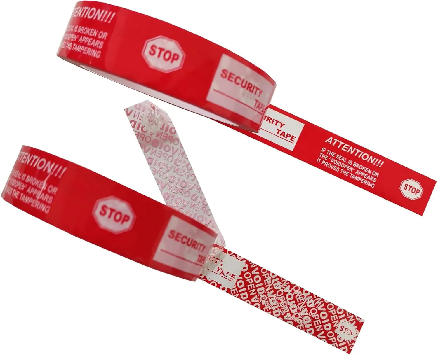2 Rolls,1" x55 Yards Total Transfer Tamper Evident Security Packing Tape Seals (Superior Tamper Proof with Thick Void Film)